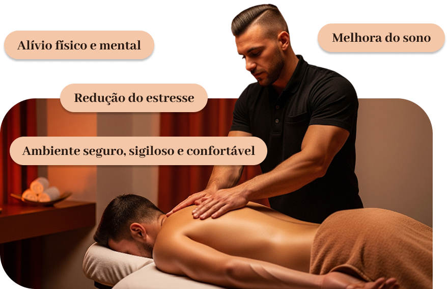 Homem recebendo massagem relaxante masculina em Curitiba